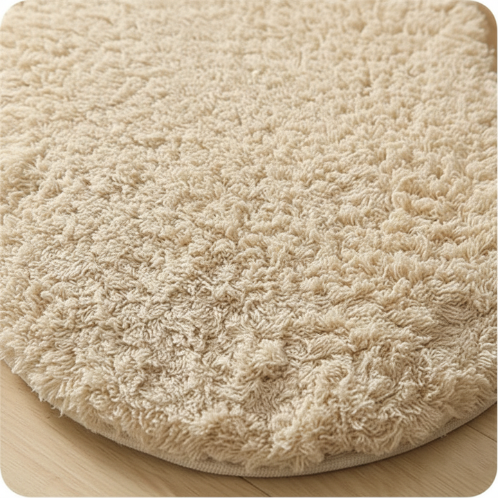 Soft texture of a microfiber bath mat with an anti-slip backing, ideal for a secure and comfortable bathroom.