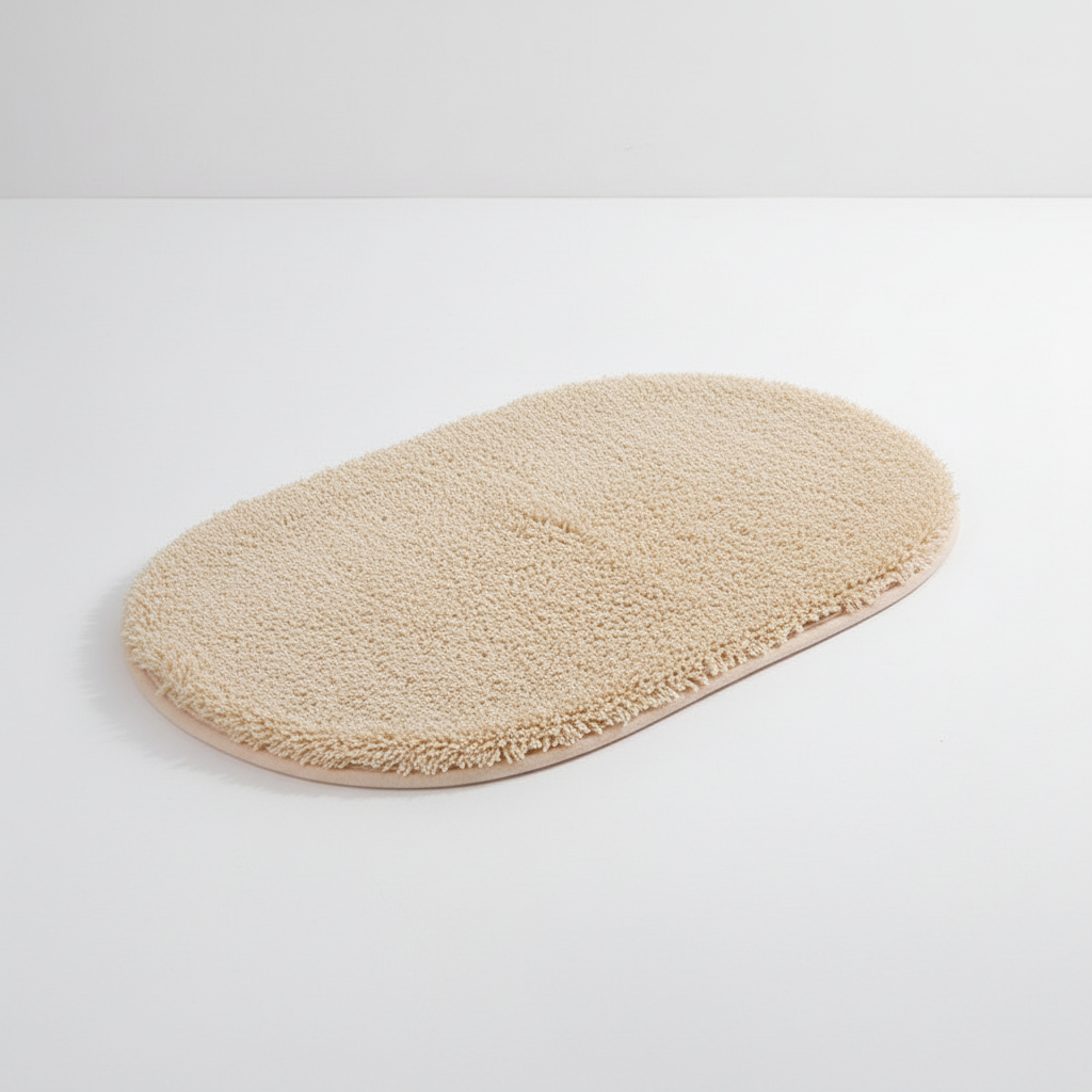 Easy clean microfiber bath mat, highly absorbent and anti-slip for bathroom safety and comfort.