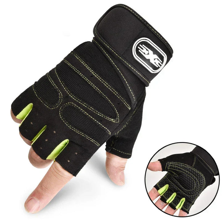 Workout gloves with padded palms & strong wrist support for ultimate comfort.