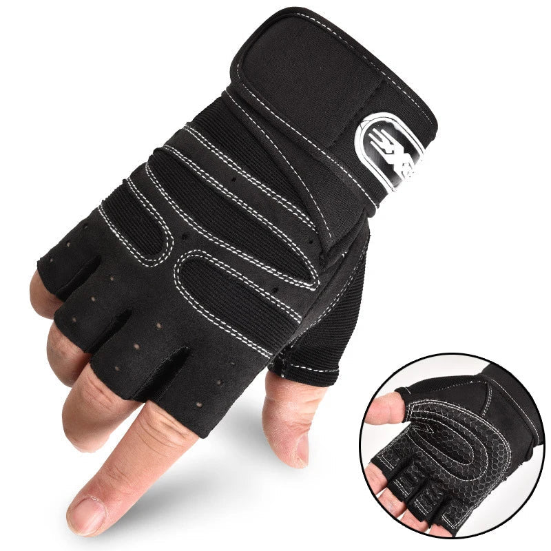Fitness training gloves, unisex, with reinforced wrist support & shock resistance.