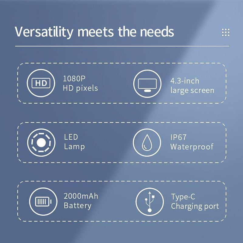 Ergonomic design of the Unisex HD inspection endoscope camera with easy-to-read screen.