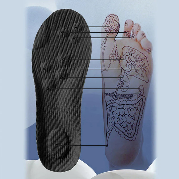 Shock-absorbing sport insoles offering custom orthopedic arch support for all-day comfort