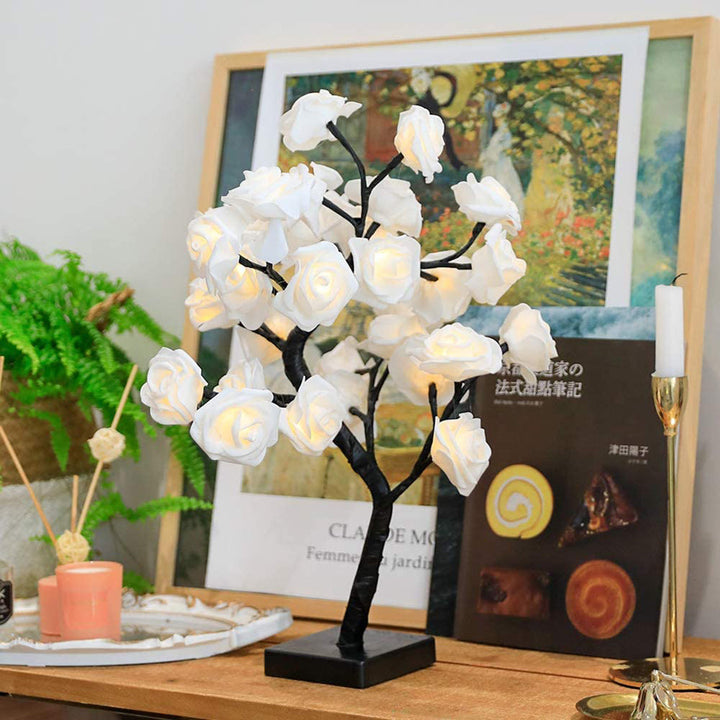 Unisex illuminated rose tree, a charming LED light with bendable branches, multicolor option.