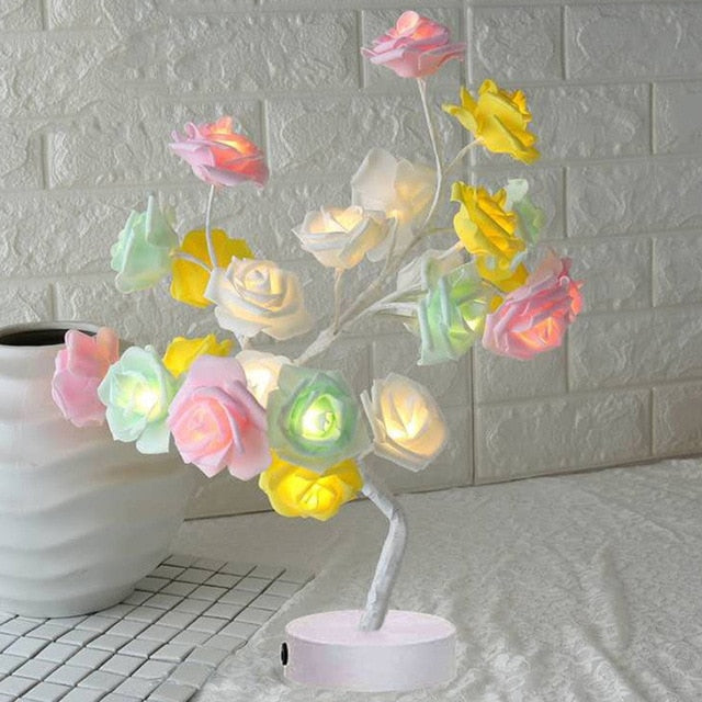 Elegant rose lamp, LED tree light, perfect for adding a romantic touch to any room decor.