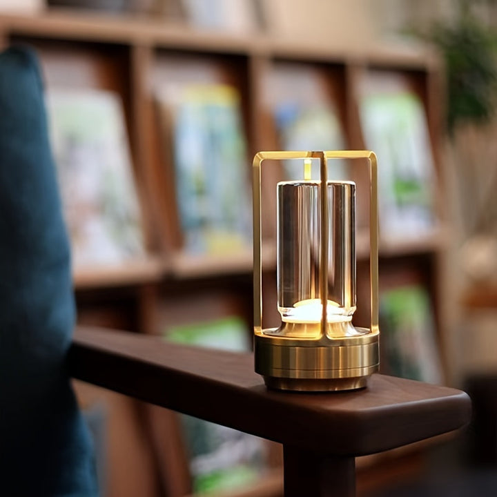 Minimalist Japanese LED table lamp; cordless and rechargeable, perfect ambient lighting for any room.