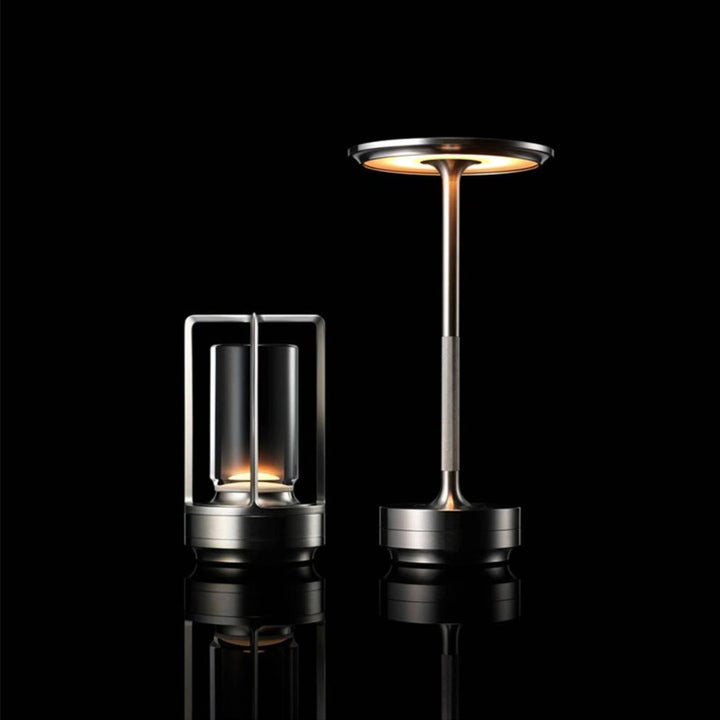 Cordless Japanese LED mood lamp; minimalist design, touch control, ideal for modern home decor lighting.