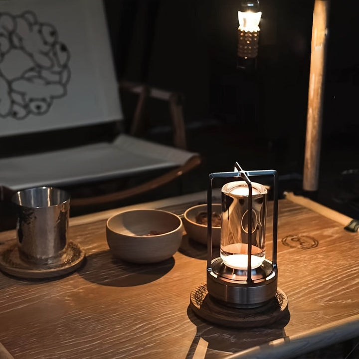 Unisex LED mood lamp with minimalist Japanese design; touch control, cordless for modern home lighting.