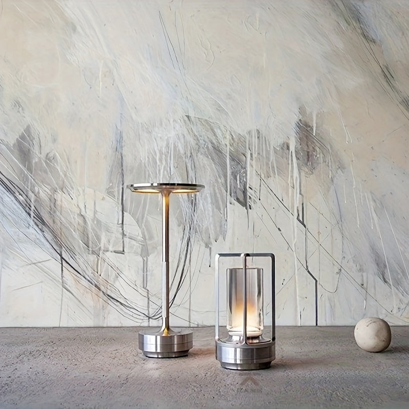 Modern home decor LED lamp; Japanese style, touch control, provides soft ambient light.
