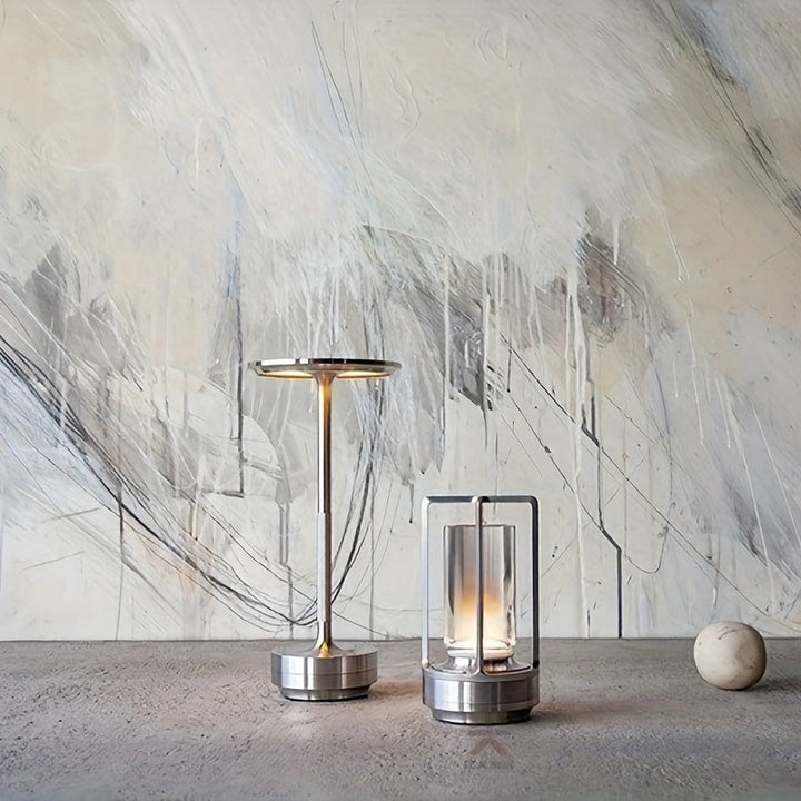 Modern home decor LED lamp; Japanese style, touch control, provides soft ambient light.