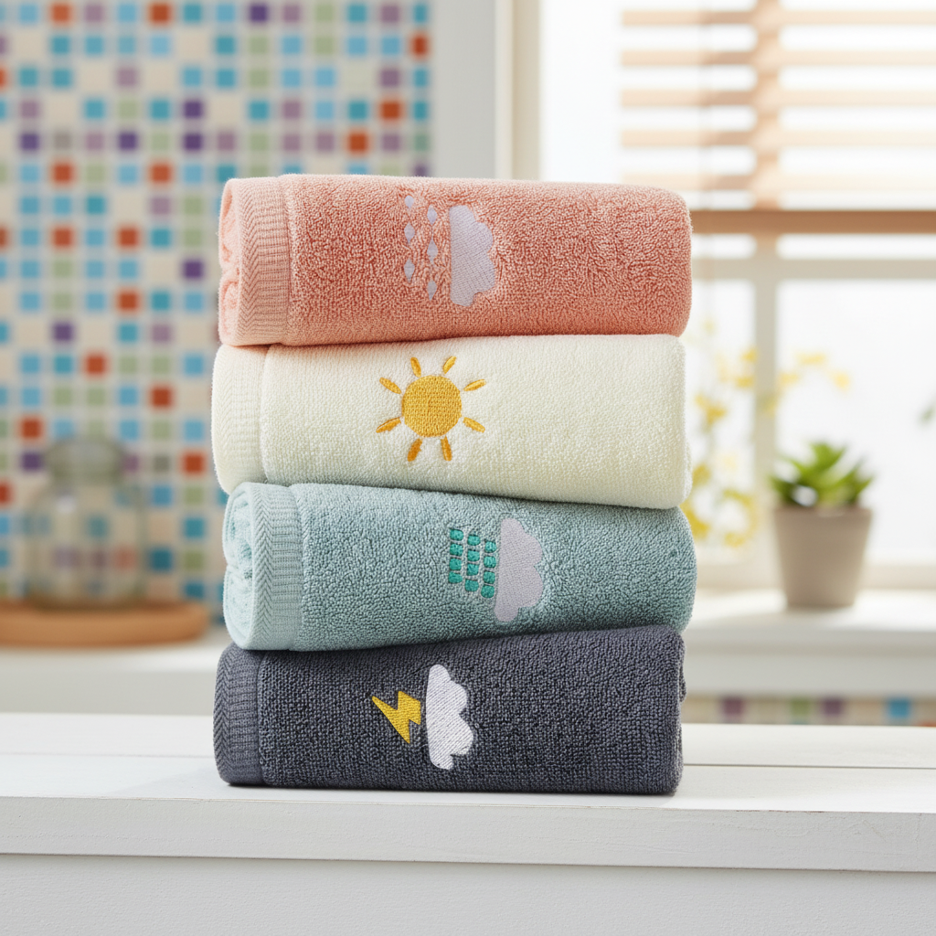 Unisex kids' soft cotton washcloth 4-pack, colorful hygiene essential for bath time