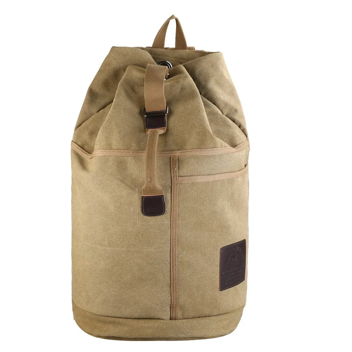 Black canvas travel backpack, large capacity for everyday carry & weekend trips. Unisex design.