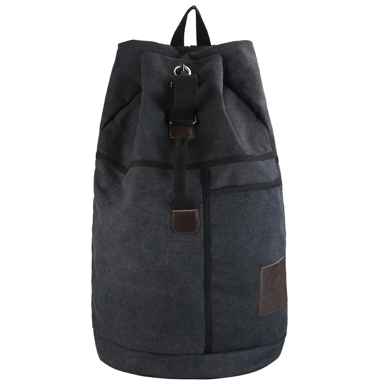 Khaki canvas rucksack, spacious & durable for travel and hiking. A versatile outdoor gear.