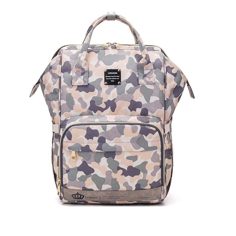 Stylish multi-pocket baby essentials backpack, spacious interior view