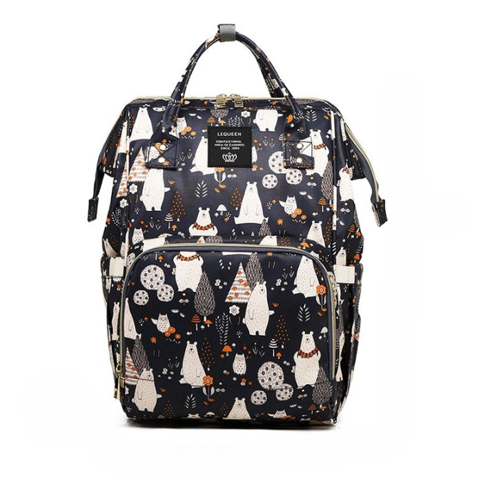 Full view of unisex large capacity travel bag for baby essentials, navy color
