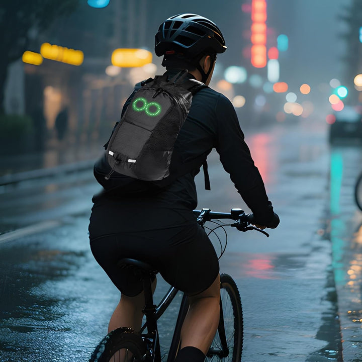 Durable waterproof LED travel backpack, luminous for night safety, ideal for hiking & urban explorers.