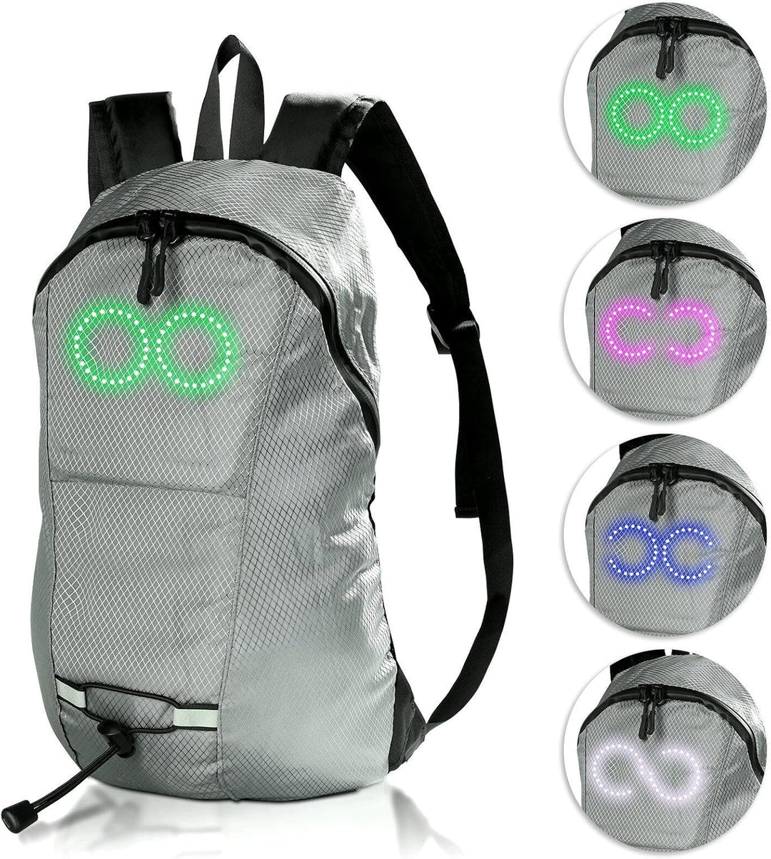 Unisex light-up LED backpack, waterproof tech accessory, perfect for travel & night adventures.