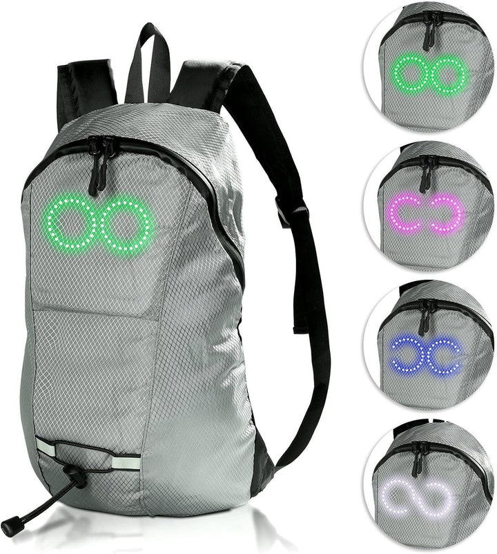 Unisex light-up LED backpack, waterproof tech accessory, perfect for travel & night adventures.