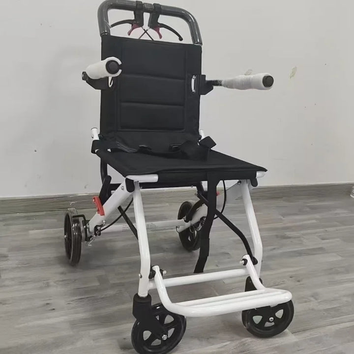 Unisex lightweight foldable wheelchair, portable design for easy travel and mobility support.