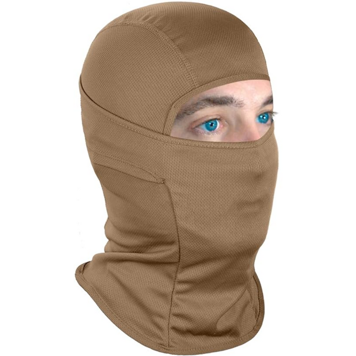 Breathable ski mask fabric detail, highlighting UV protection for active outdoor use