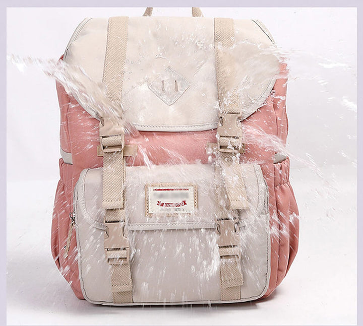 Interior view of a 20-35L travel backpack, showcasing laptop sleeve and organizational pockets