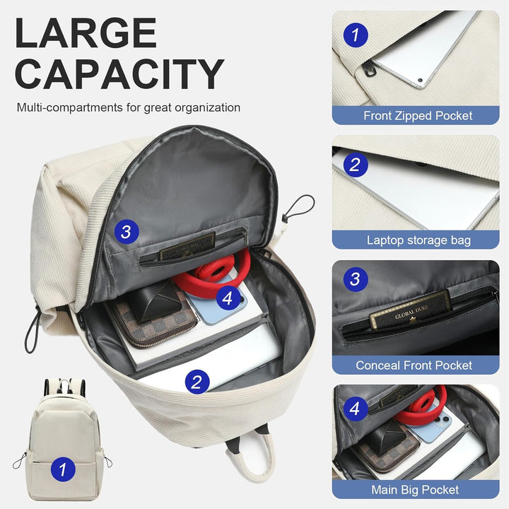 Organized commuter laptop backpack, water-resistant and secure for daily carry.