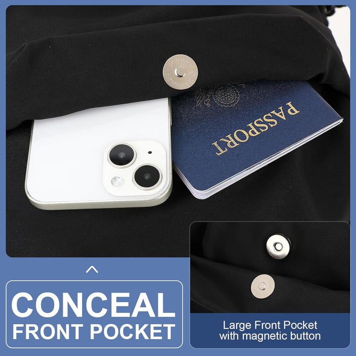Student carrying a navy blue water-resistant corduroy school & laptop backpack
