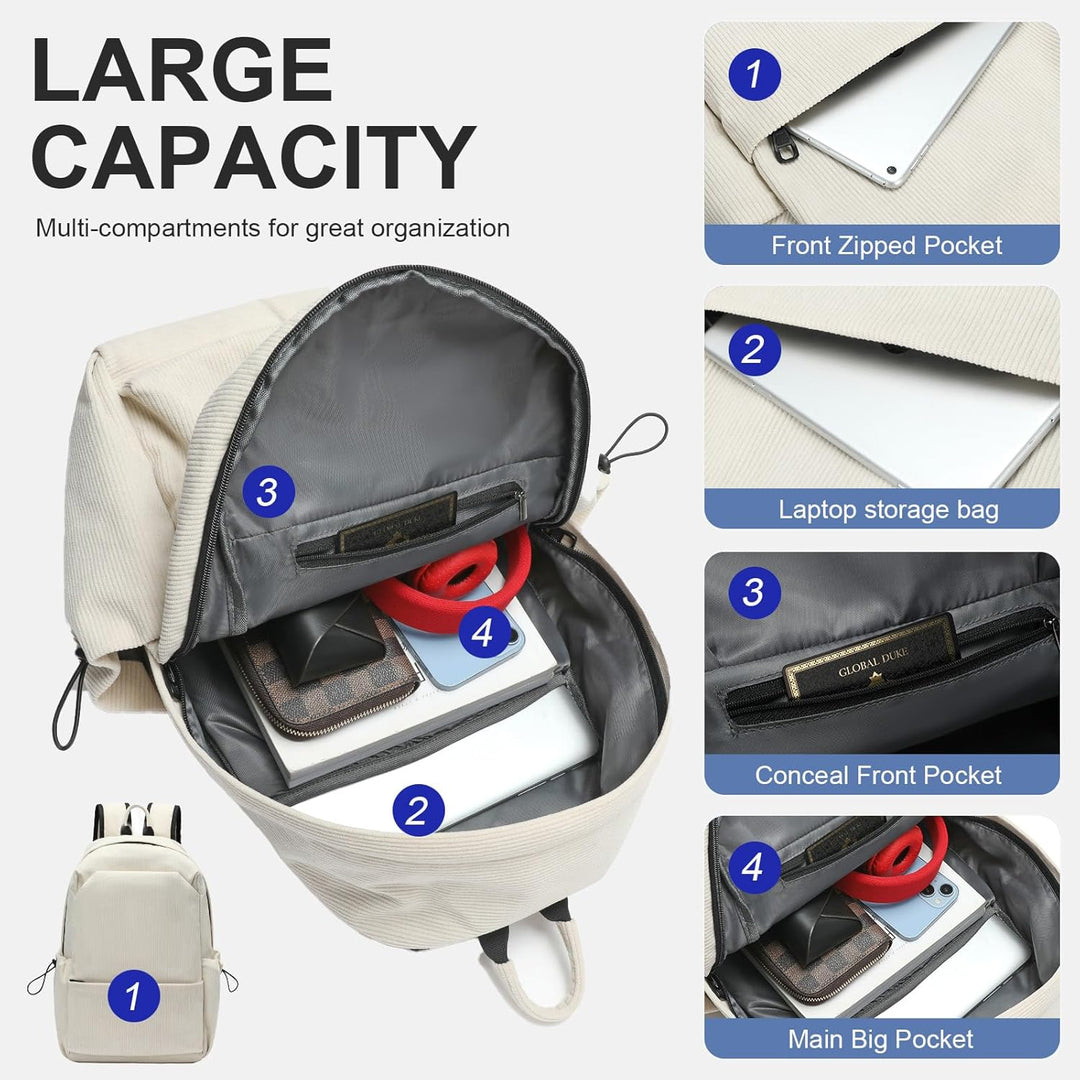 Front angle of gray unisex lightweight travel & laptop backpack with multiple compartments