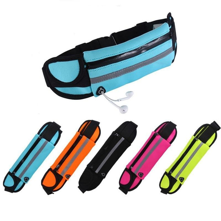 Front view of waterproof running waist pack, black, good for fitness and outdoor gear