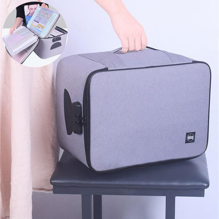 Multi-layer waterproof document storage bag, lockable travel organizer protects important papers