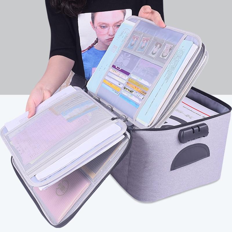 Unisex lockable waterproof document storage case with multi-layer design, perfect for travel & home office.