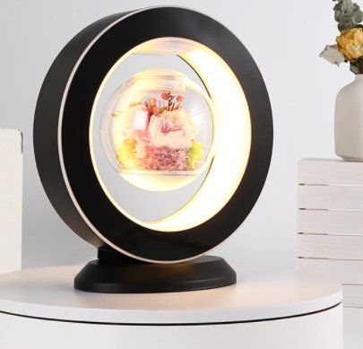 Unisex magnetic levitation flower lamp, a unique floating lamp for modern home decor and ambient lighting.