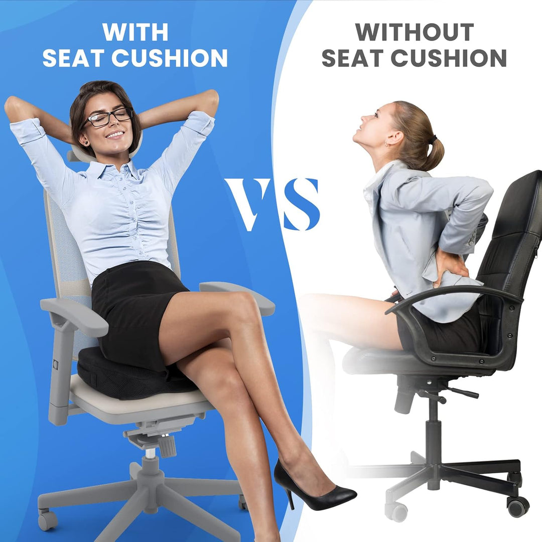 Pressure-relieving memory foam seat cushion for enhanced comfort in any chair
