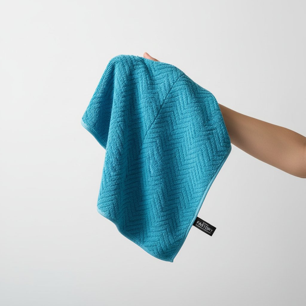 Stack of colorful microfiber cleaning cloths (MicroWonder) for all household cleaning tasks