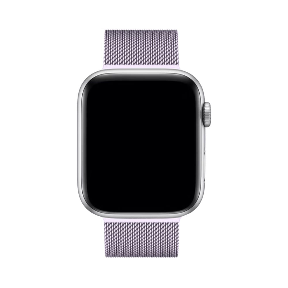 Modern Milanese Loop band for smartwatches, adjustable stainless steel, secure magnetic closure.