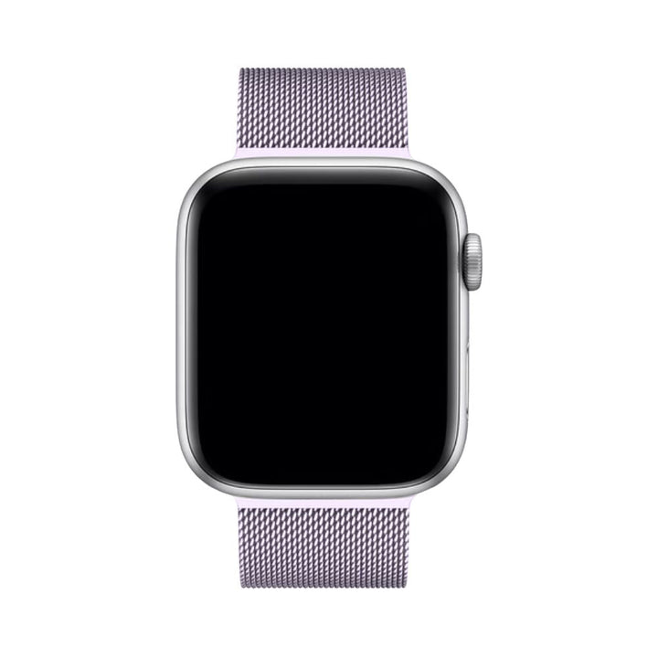 Modern Milanese Loop band for smartwatches, adjustable stainless steel, secure magnetic closure.