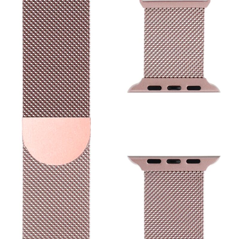 Milanese Loop metal band, stainless steel, magnetic closure, unisex, stylish & adjustable for smartwatches.