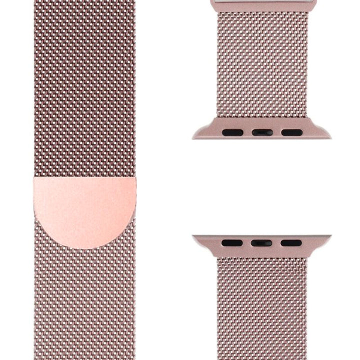Milanese Loop metal band, stainless steel, magnetic closure, unisex, stylish & adjustable for smartwatches.