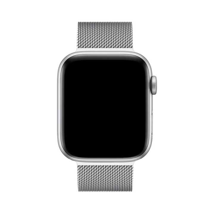 Sleek Milanese Loop watch strap, unisex, adjustable stainless steel for smartwatches, comfort fit.
