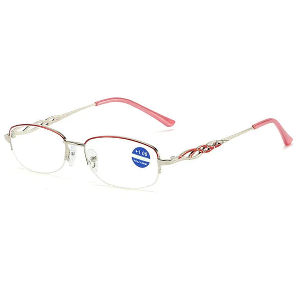 Gold-frame unisex multifocal blue light glasses, lightweight for reading & computer eye protection.