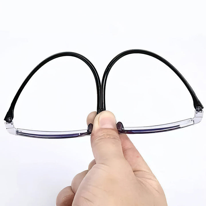 Durable, lightweight unisex multifocal reading glasses; anti-blue light for daily use.
