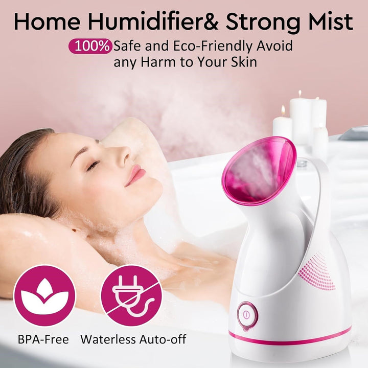 Compact nano ionic facial steamer for home spa deep cleansing and hydration