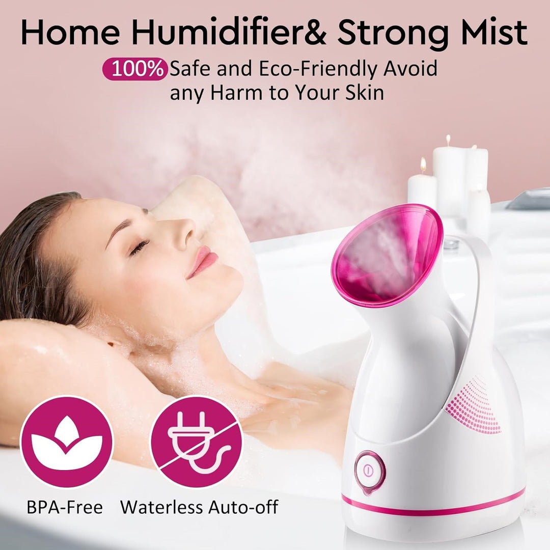 Compact Nano Ionic Facial Steamer, ideal for unisex face care and skin hydration at home.