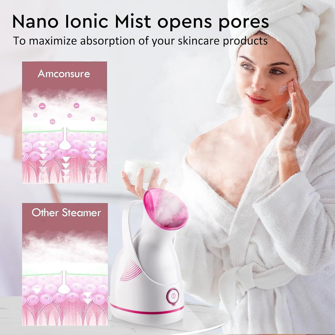 Unisex Nano Ionic Facial Steamer with a sleek design, perfect for daily face care and hydration.