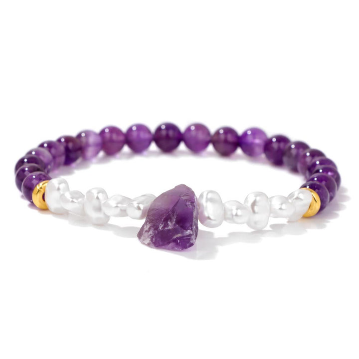 Unisex natural crystal bead bracelet, elegant design & adjustable fit.