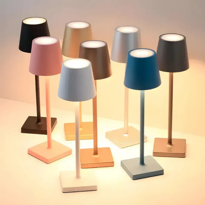 Rechargeable LED table lamp, long-lasting battery, USB-C charging, portable and wireless for convenience.
