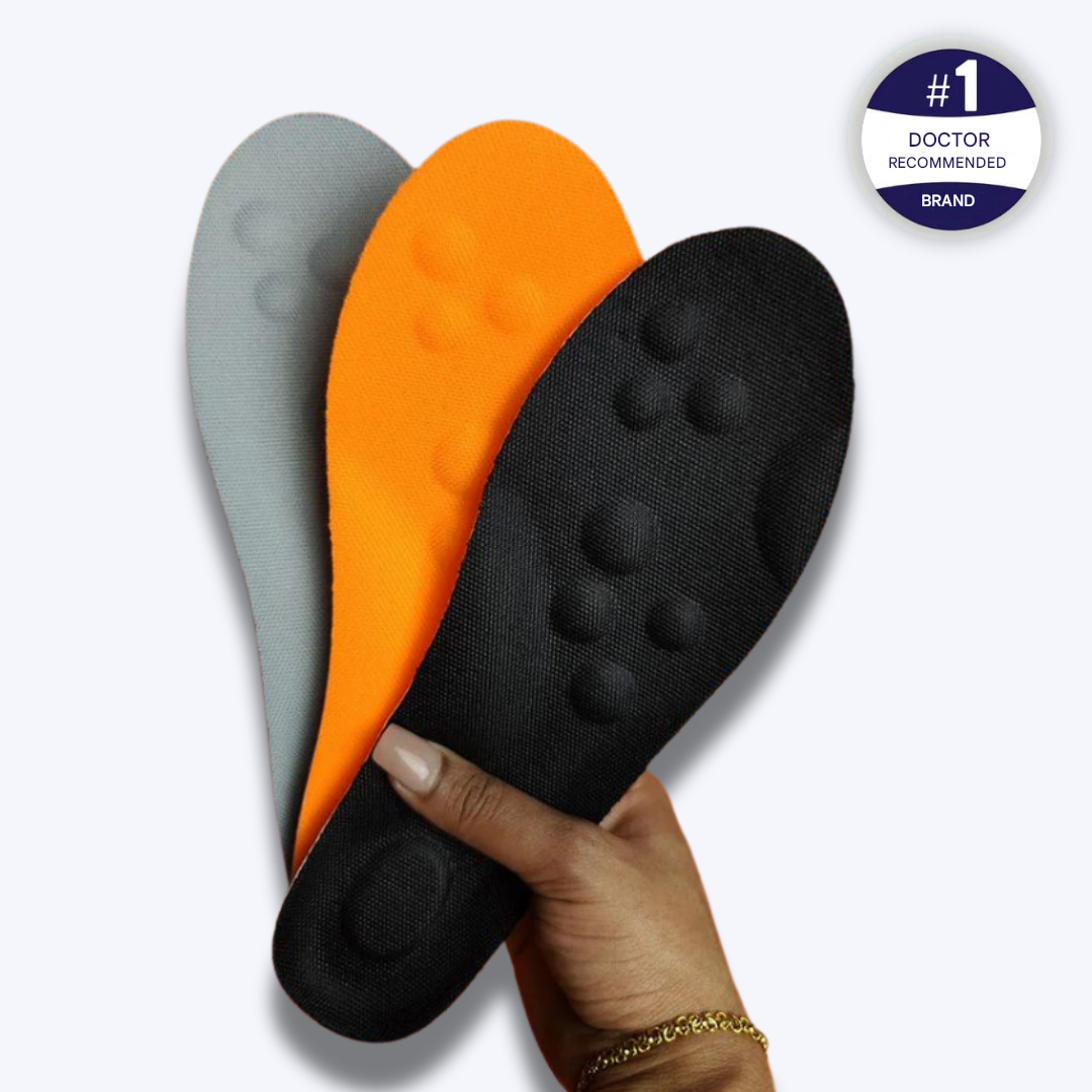 Versatile unisex insoles with advanced arch support technology for improved foot health & comfort.