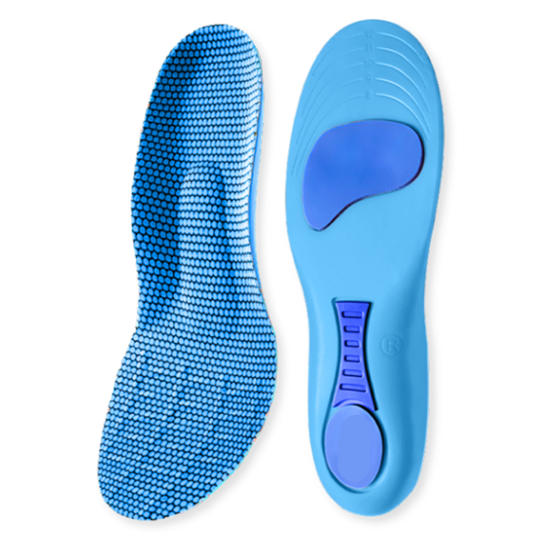 Unisex orthopedic insoles for arch support, effective plantar fasciitis & foot pain relief.