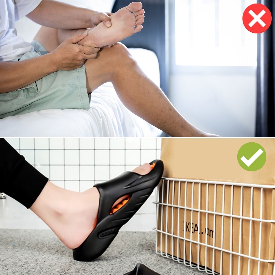 Indoor/outdoor unisex massage footwear with acupressure nubs for wellness & pain relief.