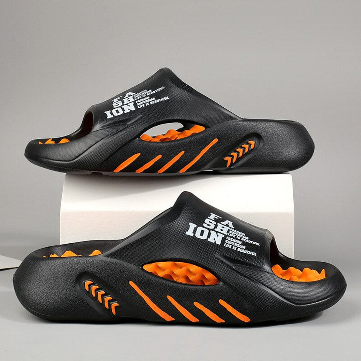 Acupressure nubs on unisex massage slippers for deep foot relaxation & pain relief.