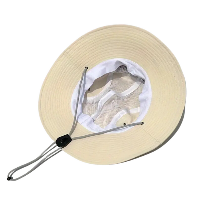 Stylish unisex wide brim sun hat with adjustable chin strap. UPF 50+ for all outdoor adventures & sun safety.
